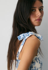 Golden Hour Linen Dress - WHITE/ FR BLUE