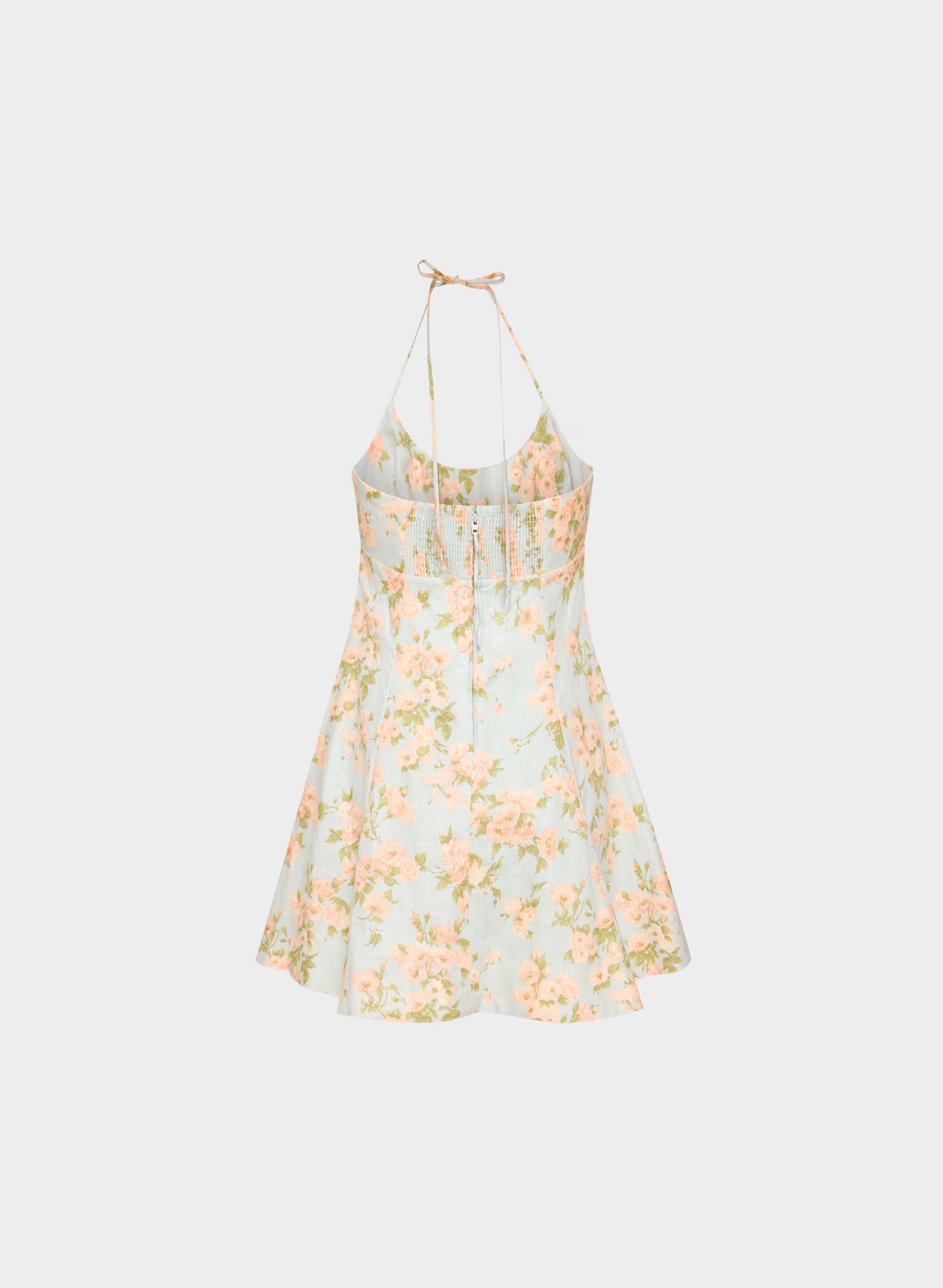 Abundance Linen Halter Dress - AGAVE GREEN/SOFT PEACH