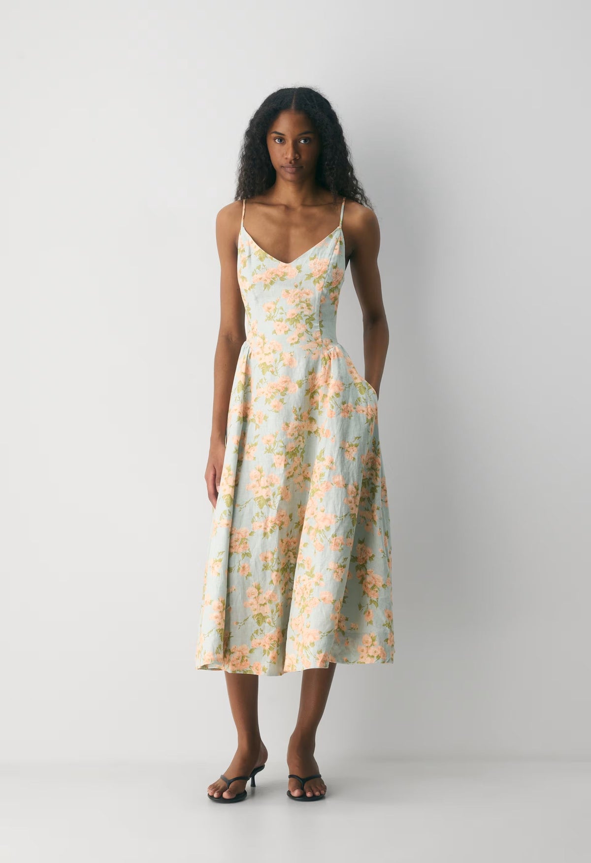 Technique Linen Dress - AGAVE GREEN/SOFT PEACH