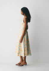 Technique Linen Dress - AGAVE GREEN/SOFT PEACH