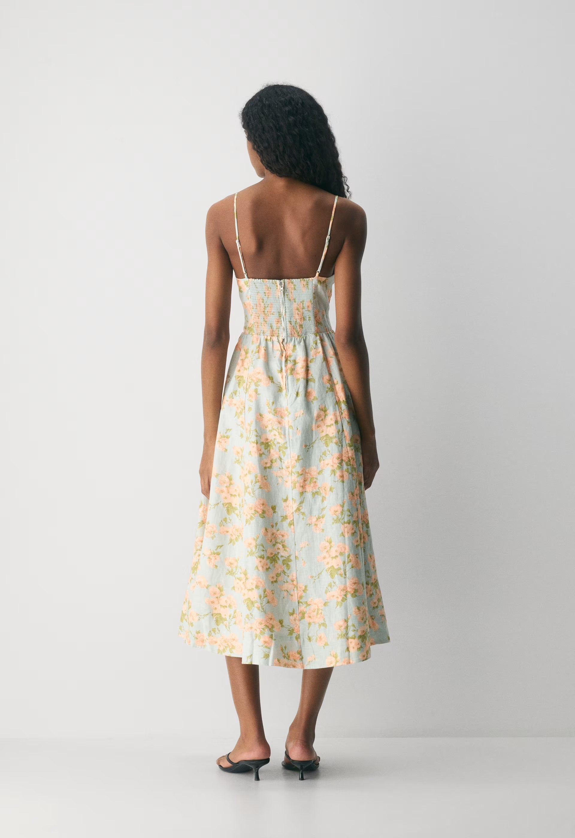 Technique Linen Dress - AGAVE GREEN/SOFT PEACH