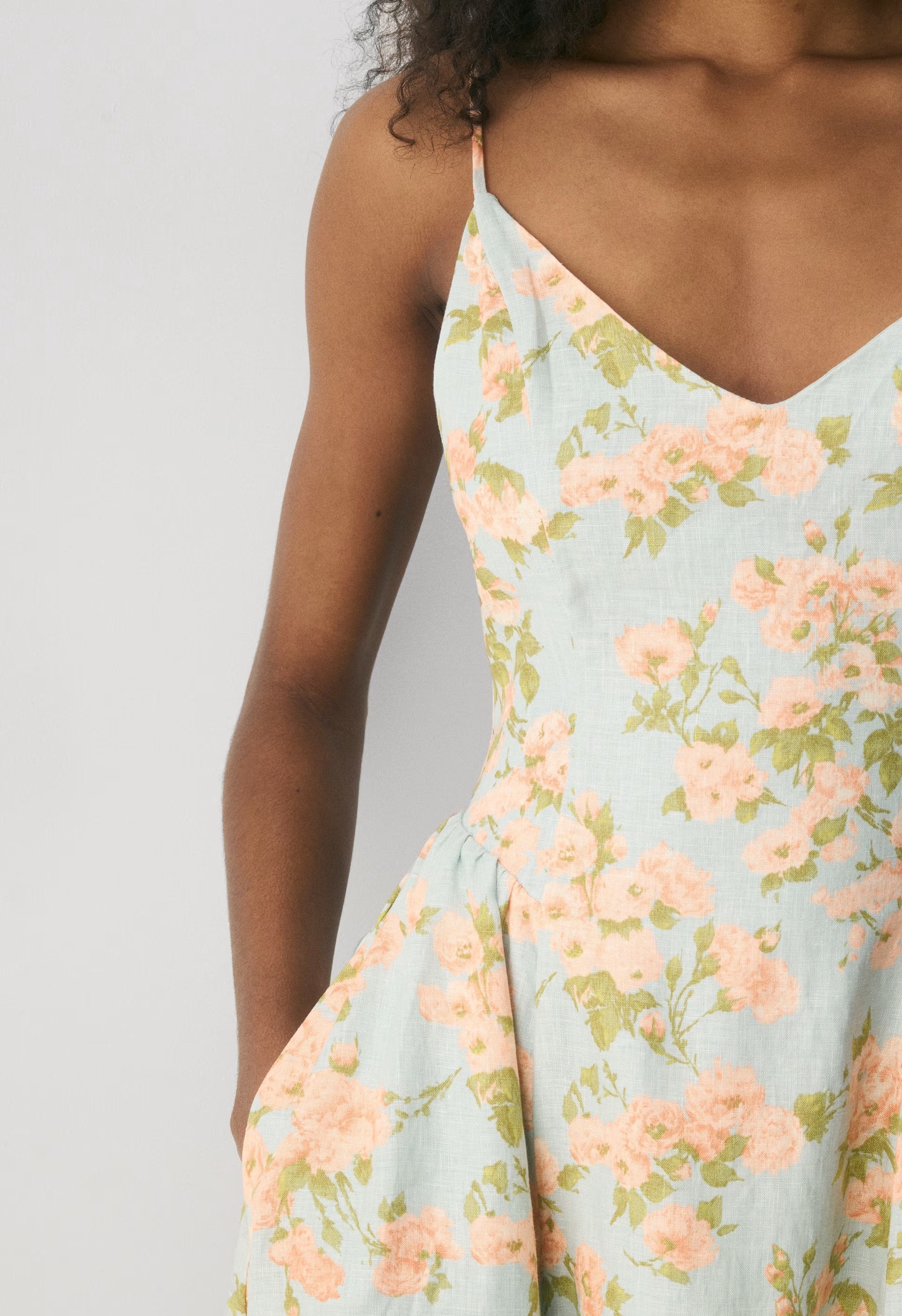 Technique Linen Dress - AGAVE GREEN/SOFT PEACH