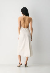 Audience Satin Maxi Halter Dress - BIRCH/ RCH M BRWN
