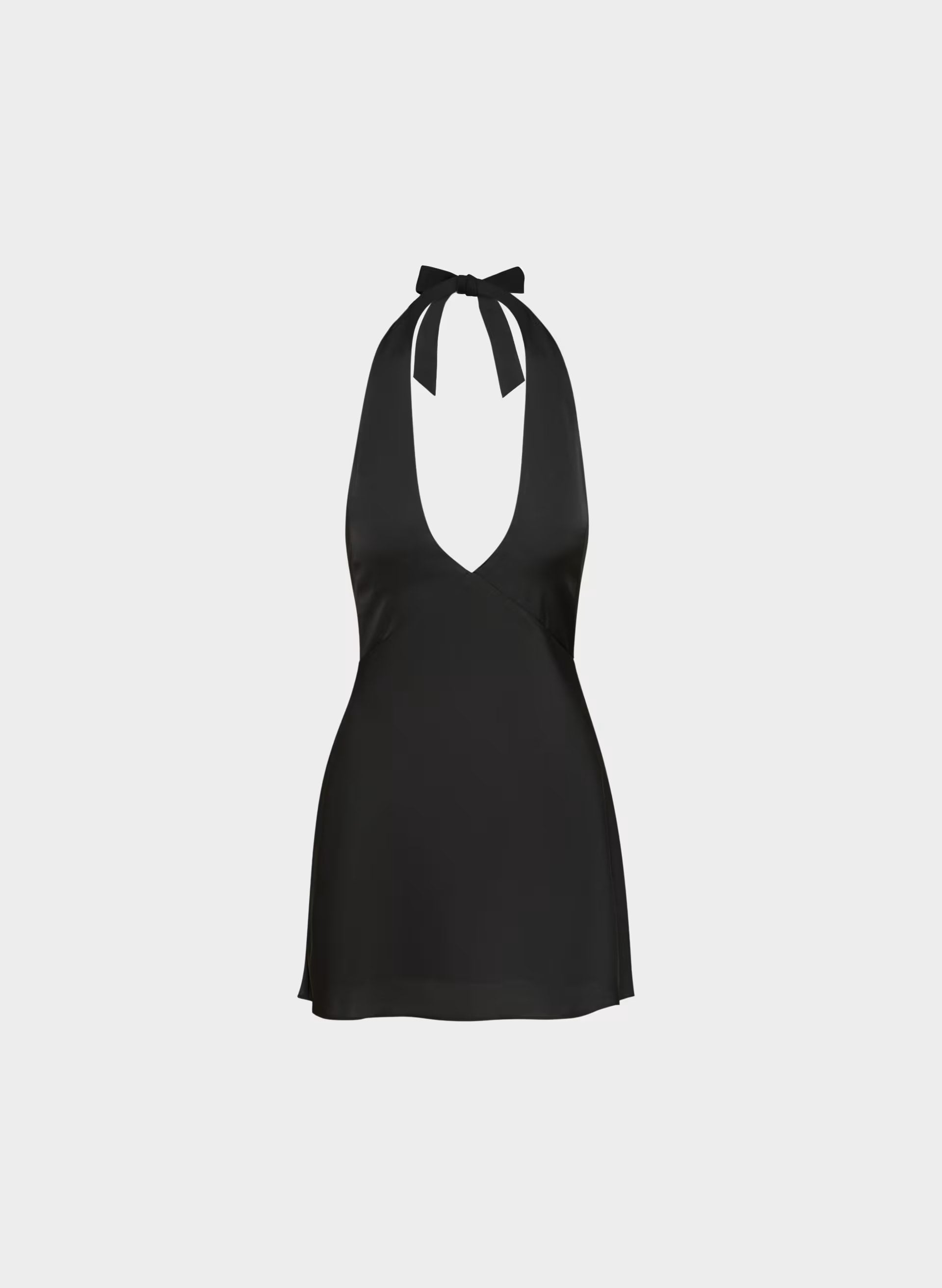 Nightscape Satin Halter Micro Dress - BLACK