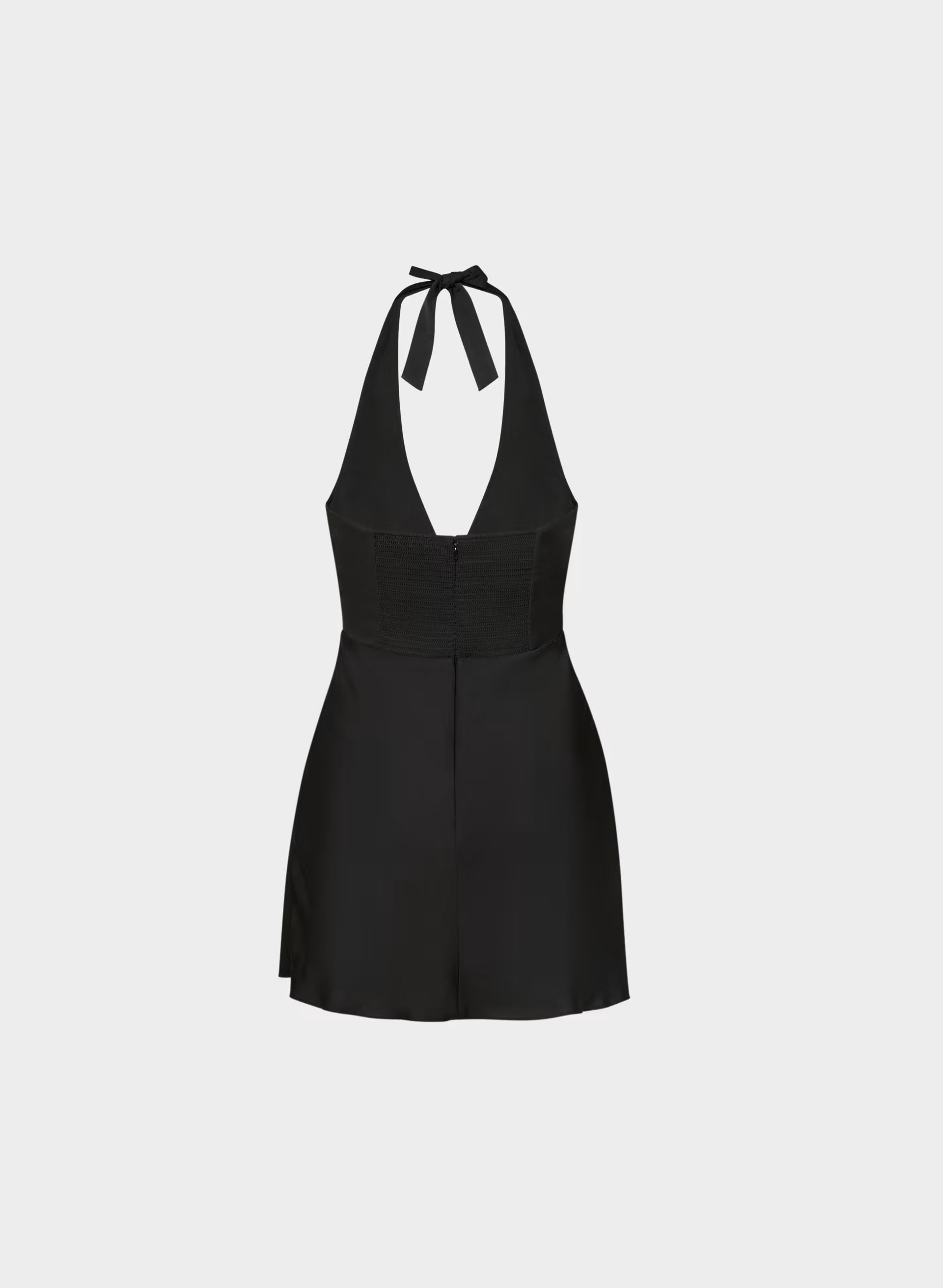 Nightscape Satin Halter Micro Dress - BLACK