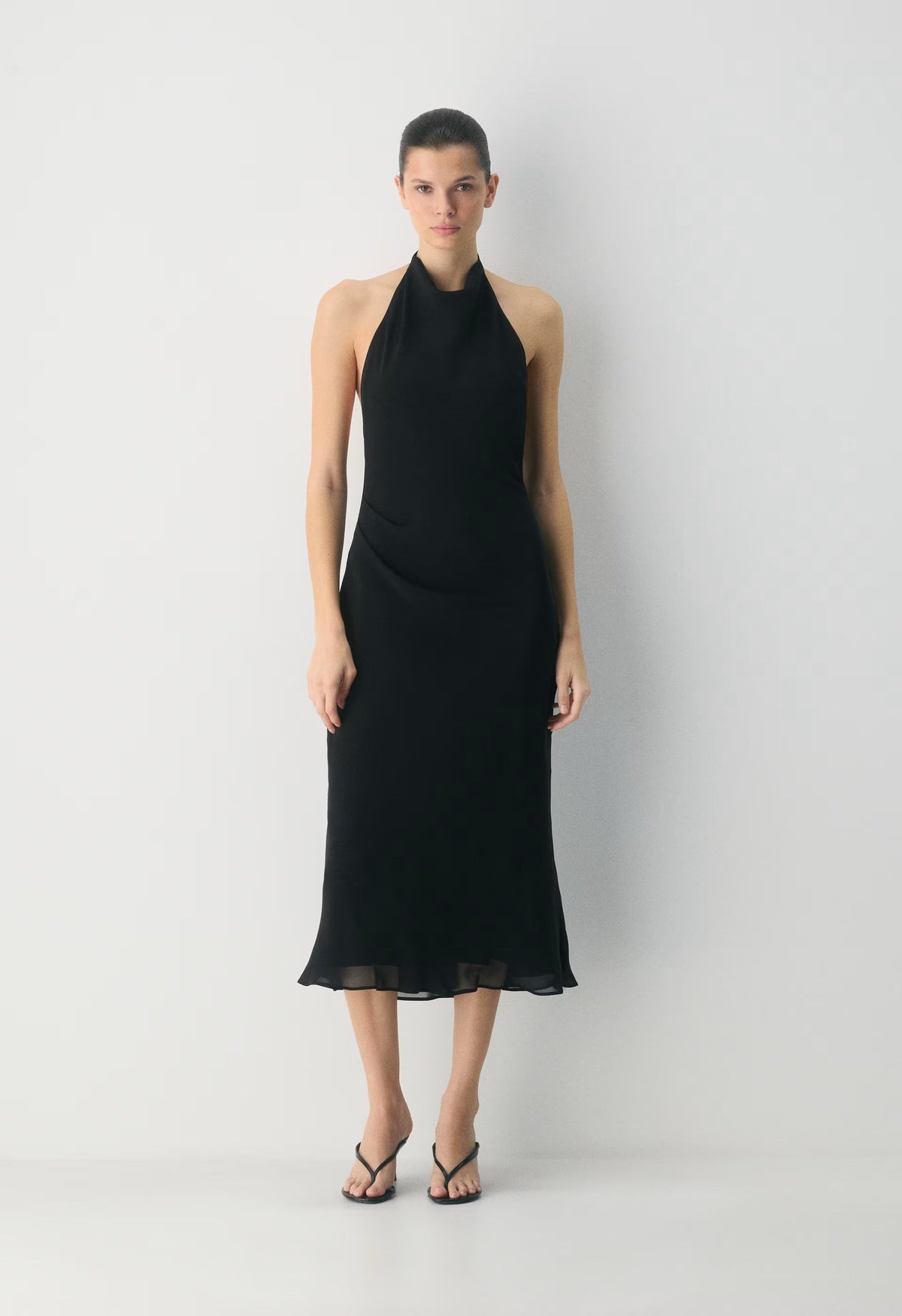 Fête Chiffon™ Audience Halter Dress - BLACK