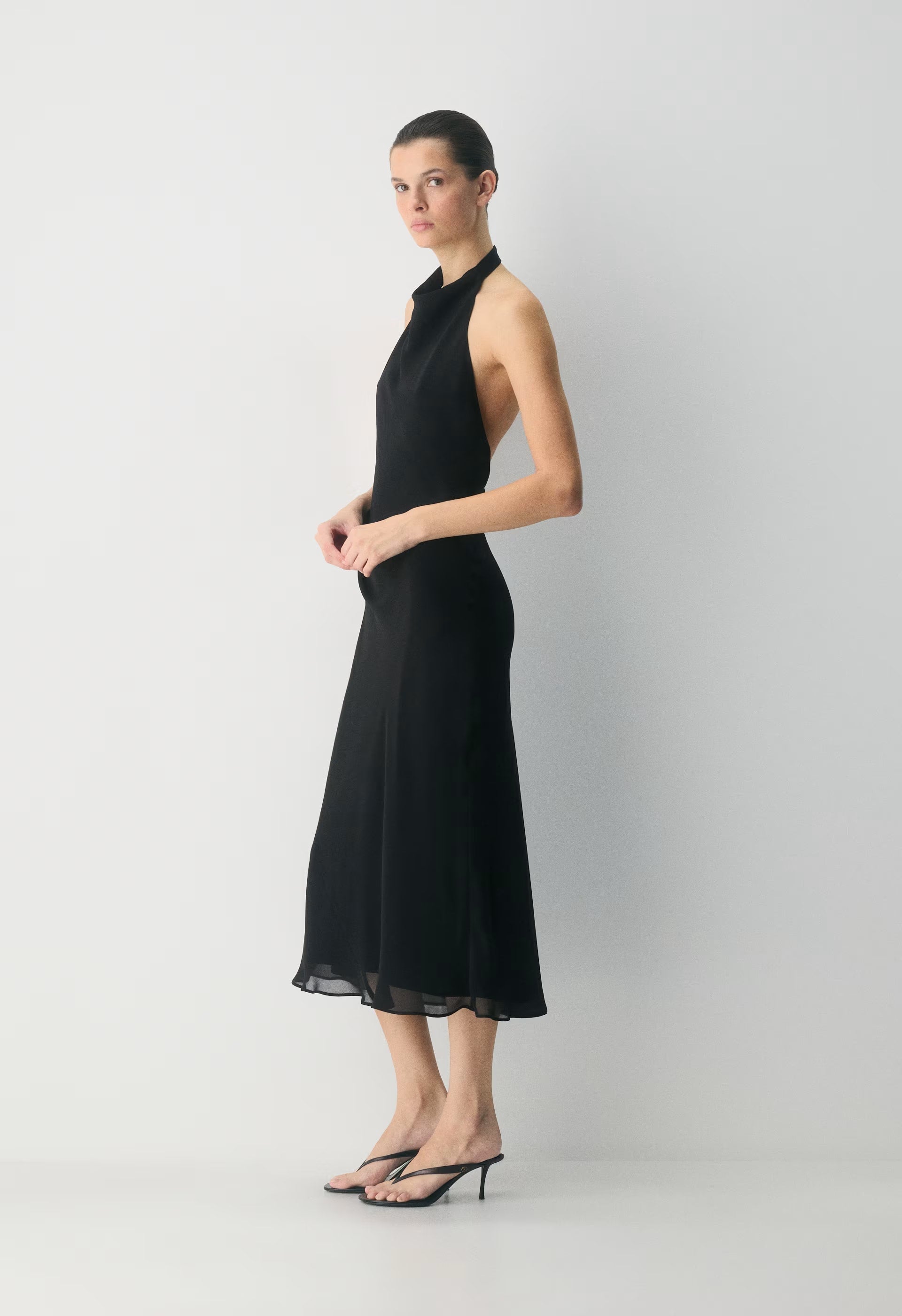 Fête Chiffon™ Audience Halter Dress - BLACK