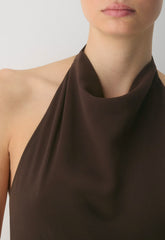 Fête Chiffon™ Audience Halter Dress - RICH MOCHA BROWN