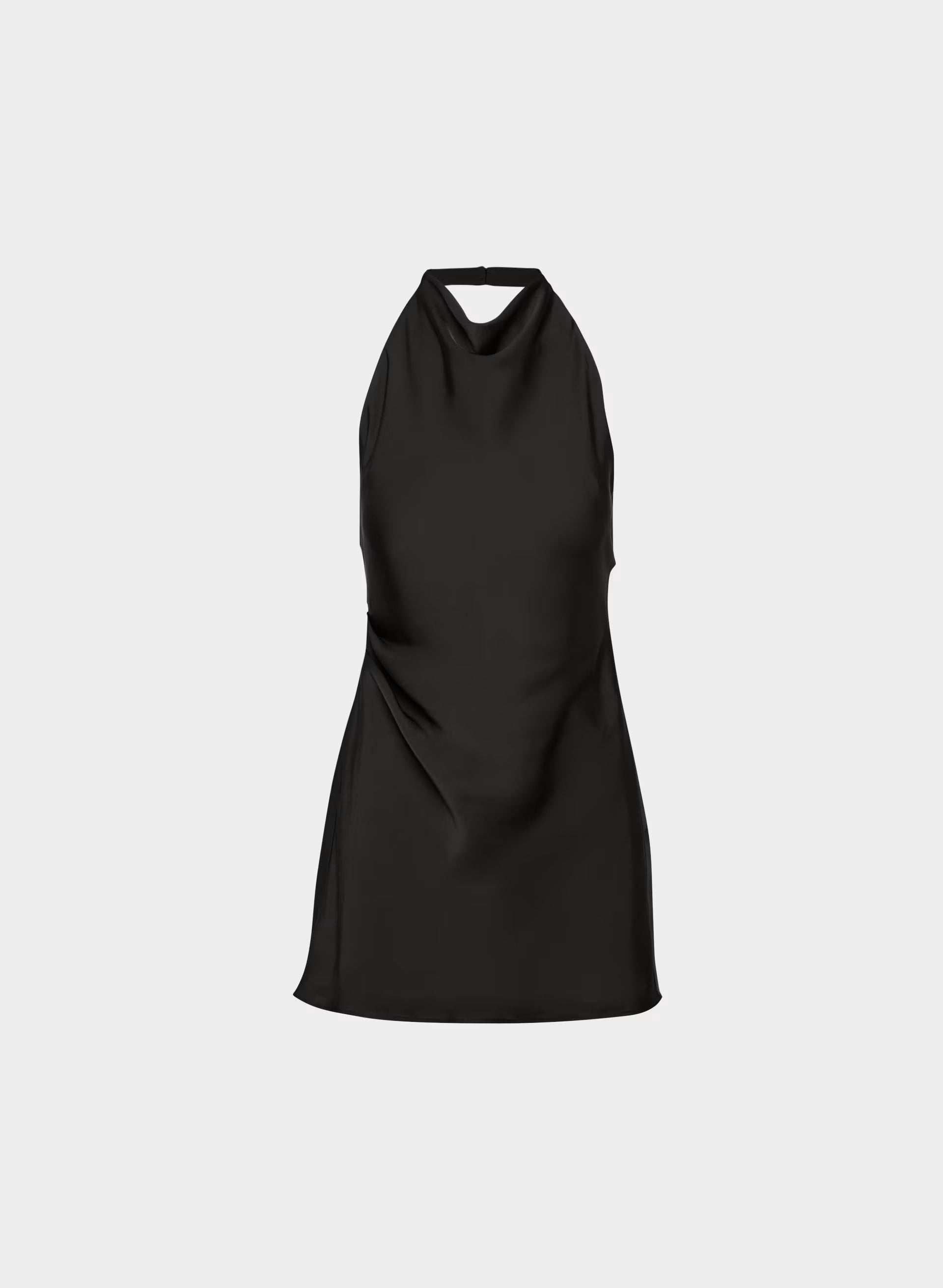 Audience Satin Mini Halter Dress - BLACK