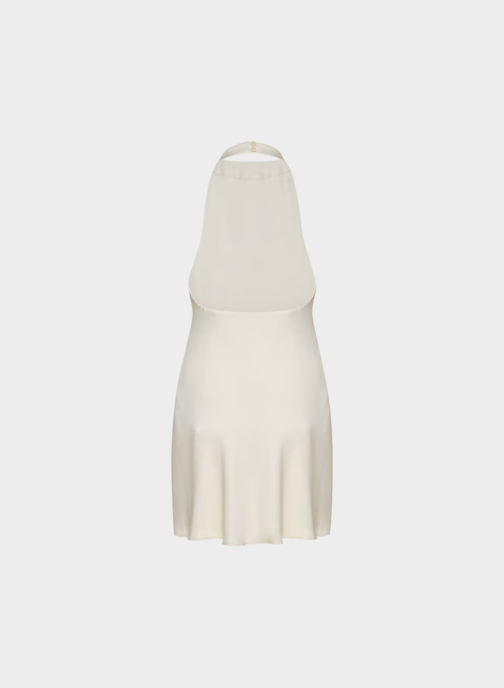 Audience Satin Mini Halter Dress - MATTE PEARL