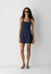 Pirouette Satin Halter Dress - ADMIRAL