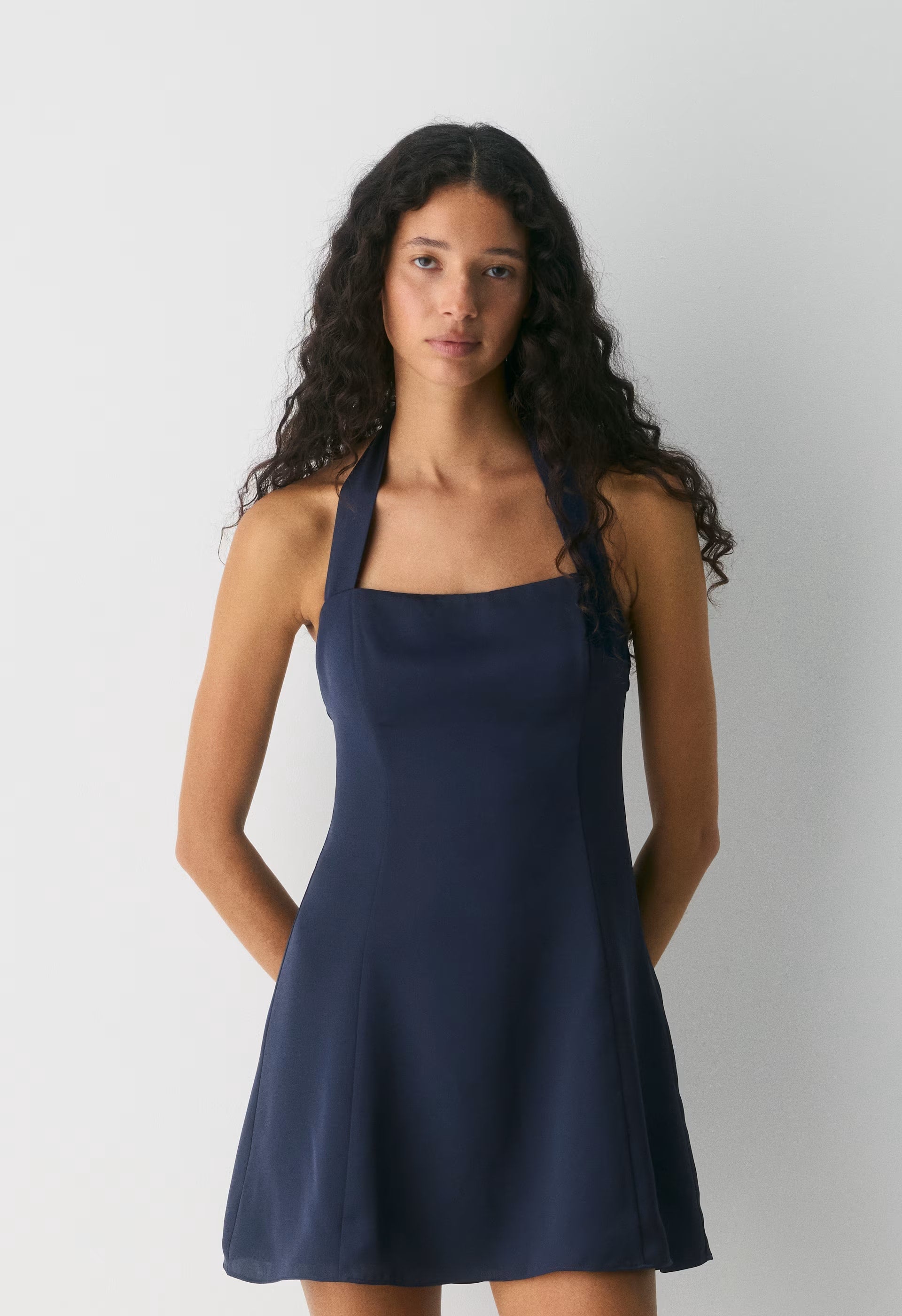 Pirouette Satin Halter Dress - ADMIRAL