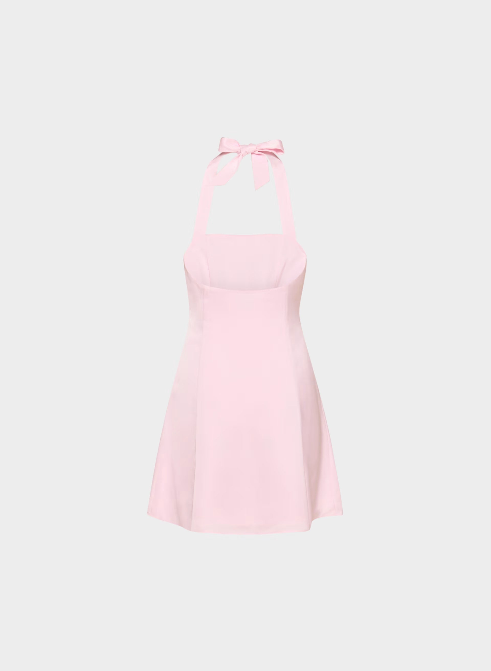 Pirouette Satin Halter Dress - VILLA PINK