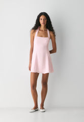 Pirouette Satin Halter Dress - VILLA PINK