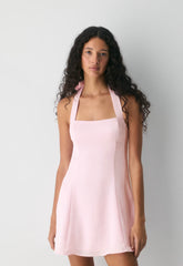 Pirouette Satin Halter Dress - VILLA PINK