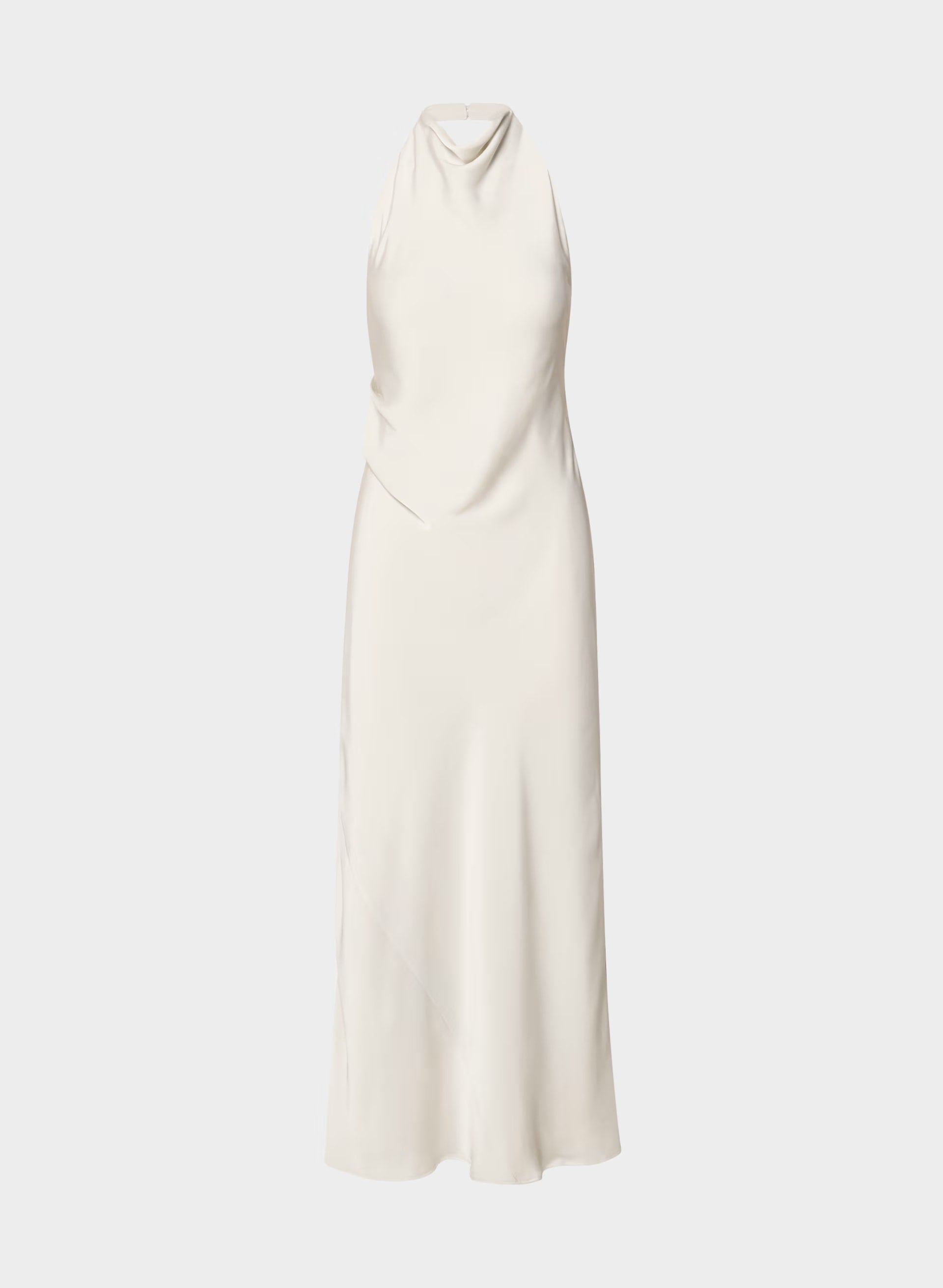 Audience Satin Full Halter Dress - MATTE PEARL
