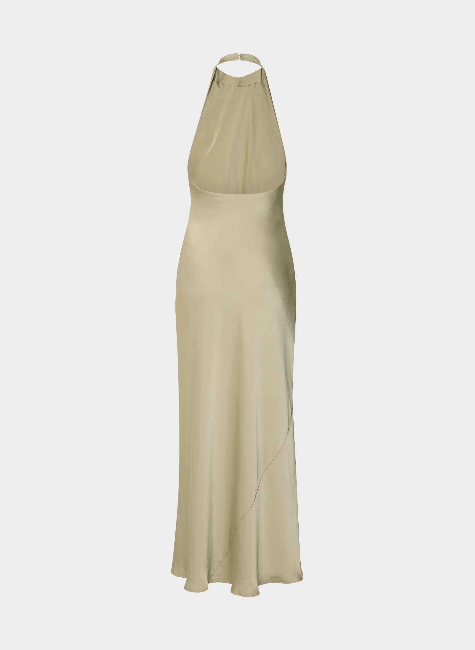 Audience Satin Full Halter Dress - MARTINI OLIVE