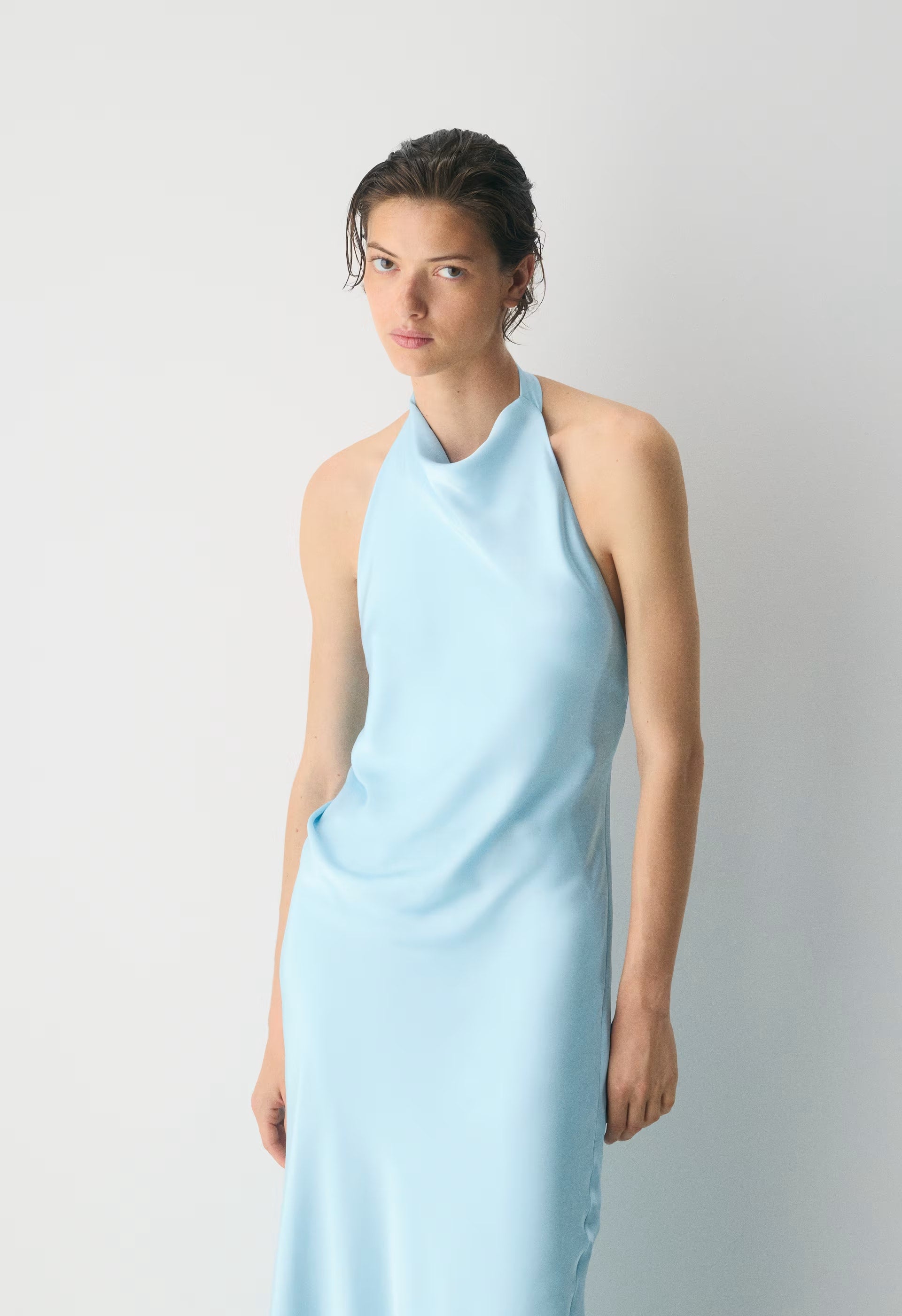 Audience Satin Full Halter Dress - PANORAMA BLUE
