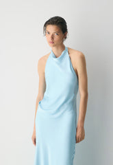 Audience Satin Full Halter Dress - PANORAMA BLUE