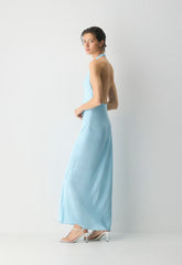 Audience Satin Full Halter Dress - PANORAMA BLUE