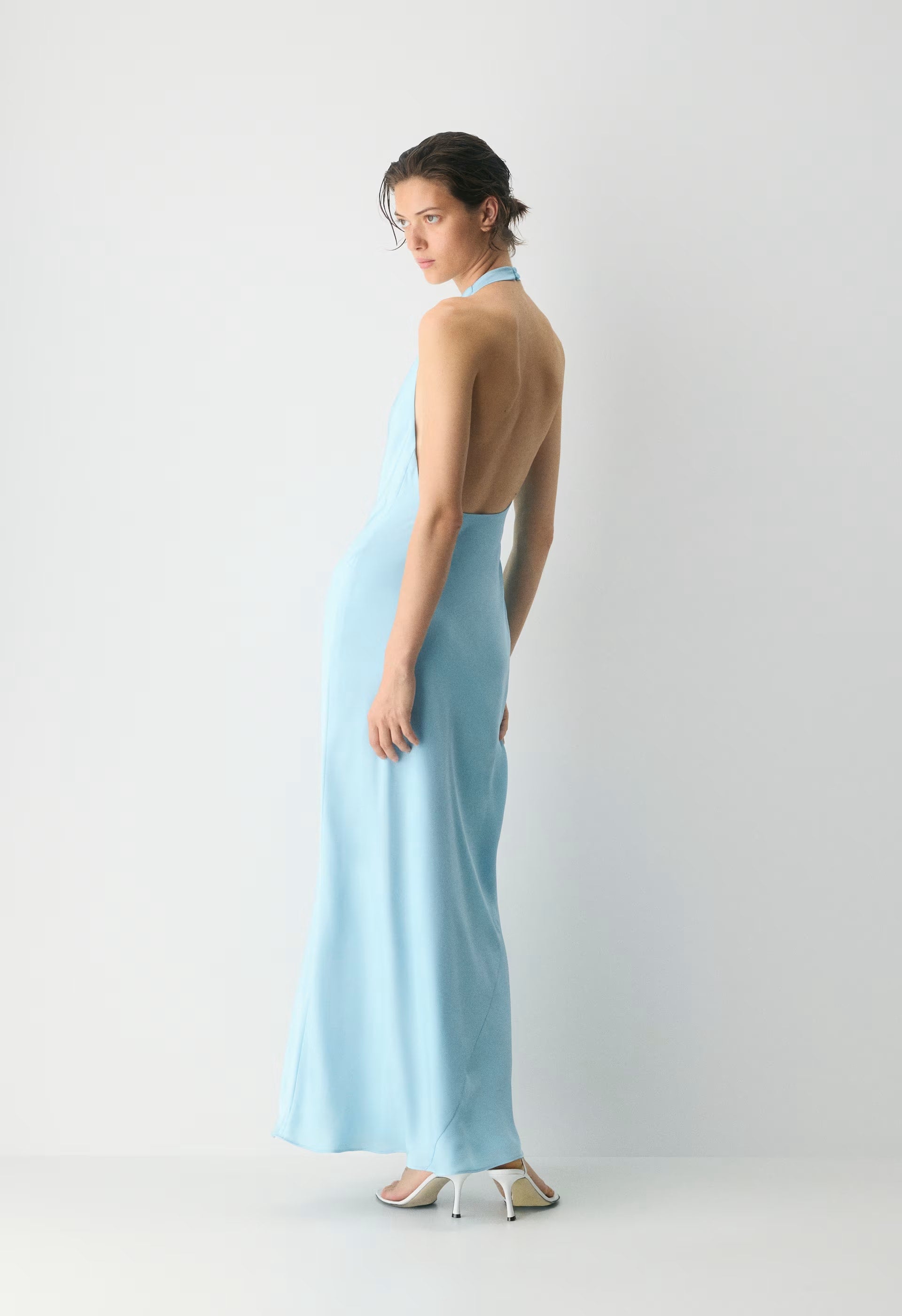 Audience Satin Full Halter Dress - PANORAMA BLUE