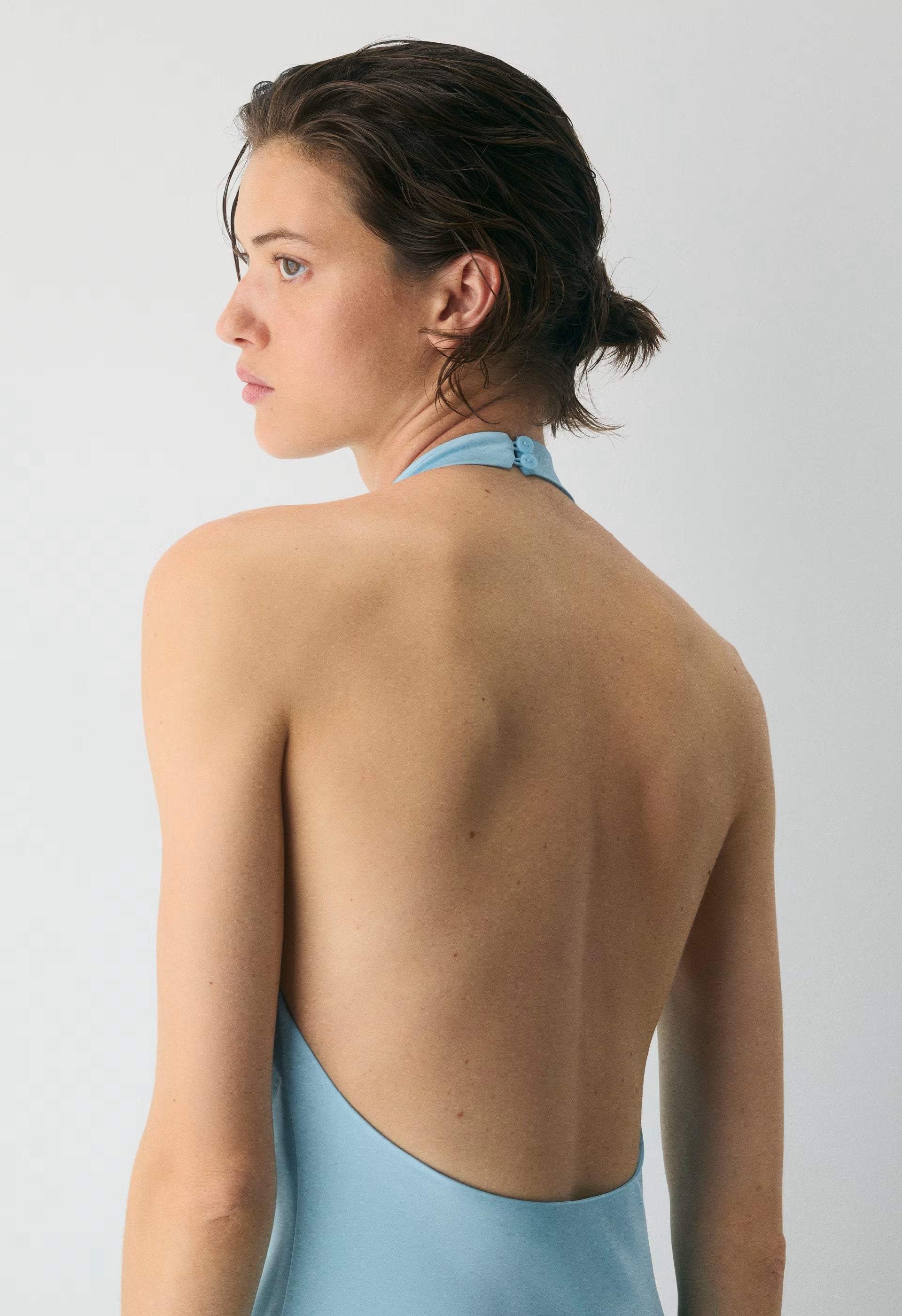 Audience Satin Full Halter Dress - PANORAMA BLUE