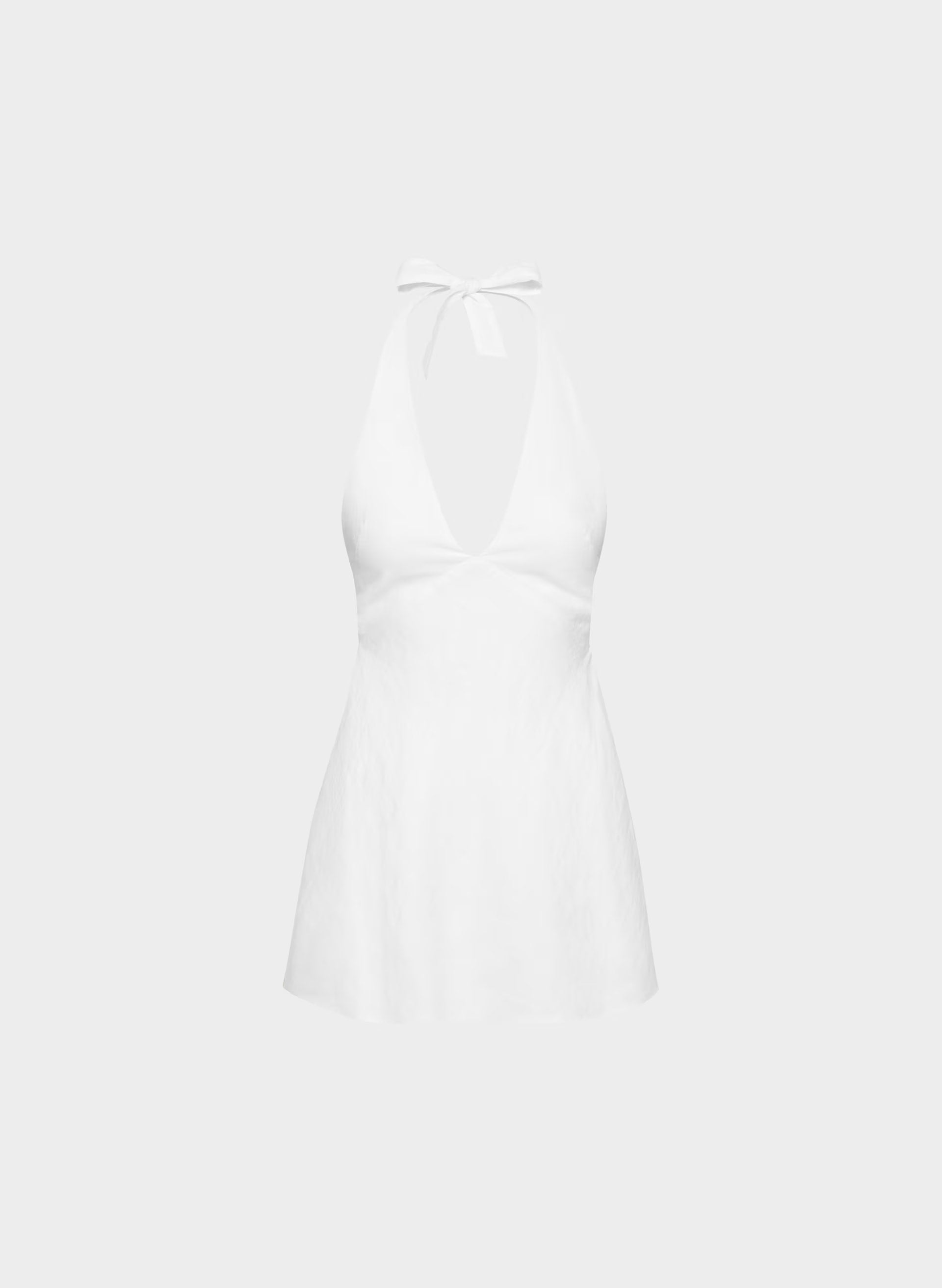 Nightscape Linen Halter Micro Dress - WHITE