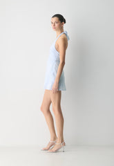 Nightscape Linen Halter Micro Dress - MIDDAY BLUE