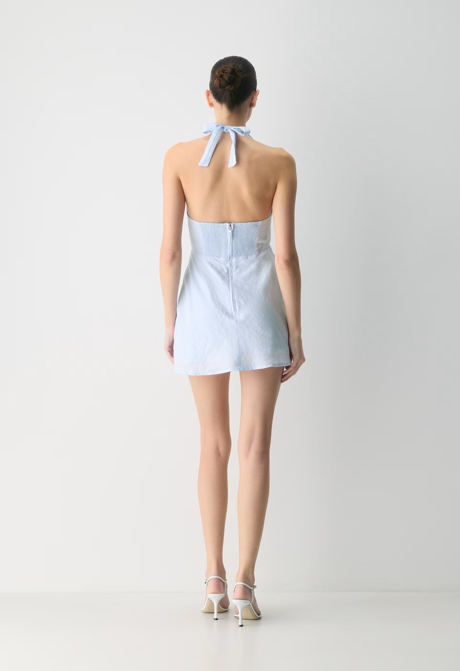 Nightscape Linen Halter Micro Dress - MIDDAY BLUE