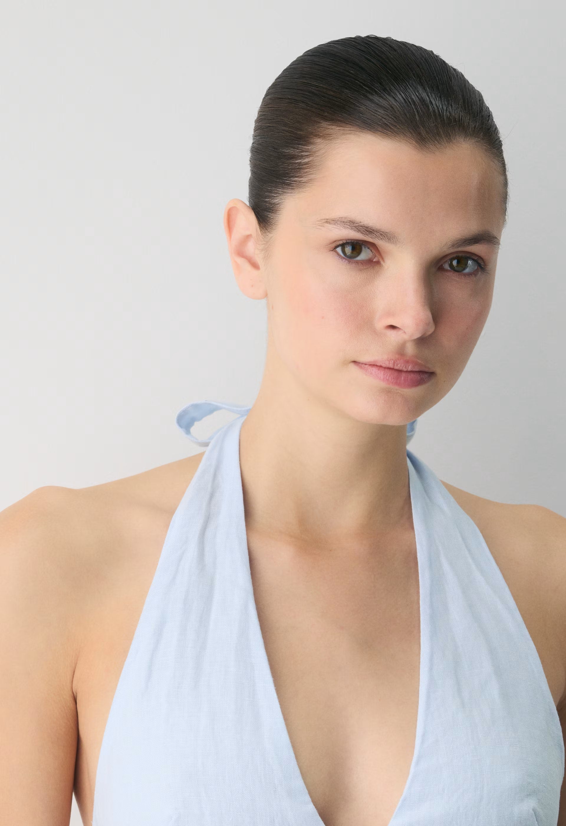 Nightscape Linen Halter Micro Dress - MIDDAY BLUE