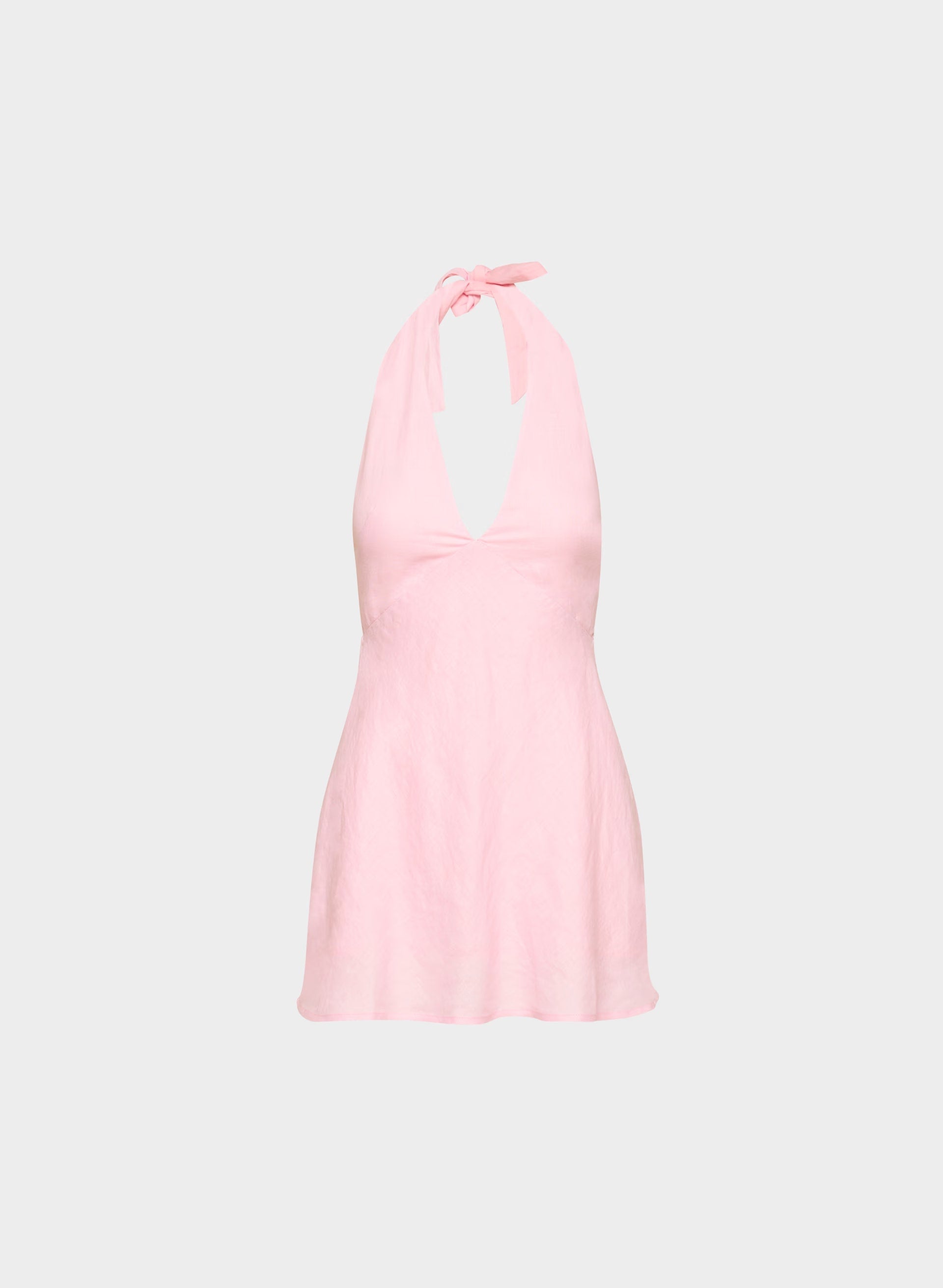 Nightscape Linen Halter Micro Dress - MILKSHAKE PINK