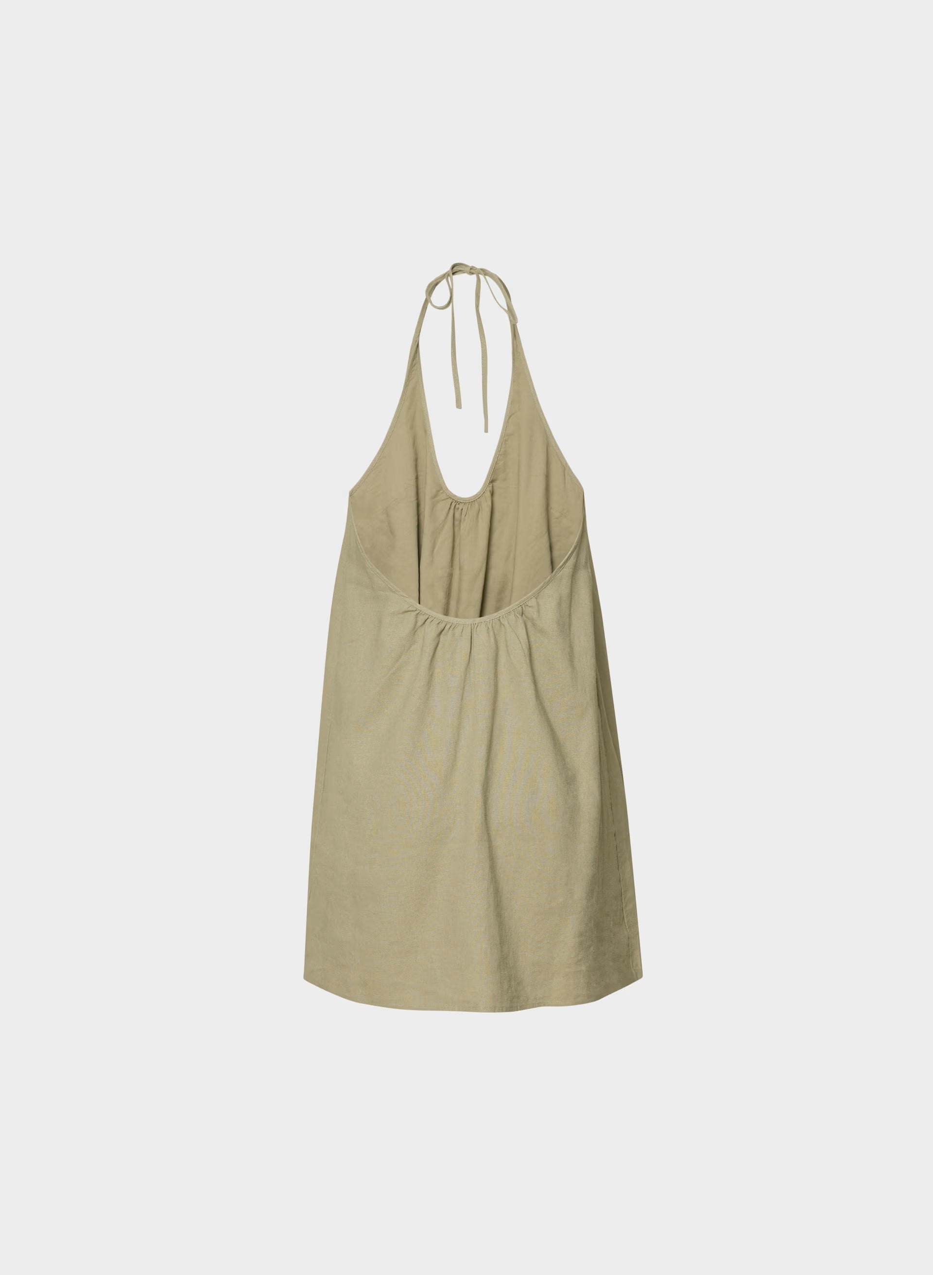 Bora Linen Halter Dress - MARTINI OLIVE