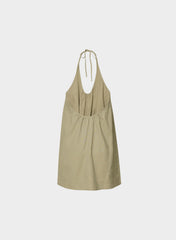 Bora Linen Halter Dress - MARTINI OLIVE