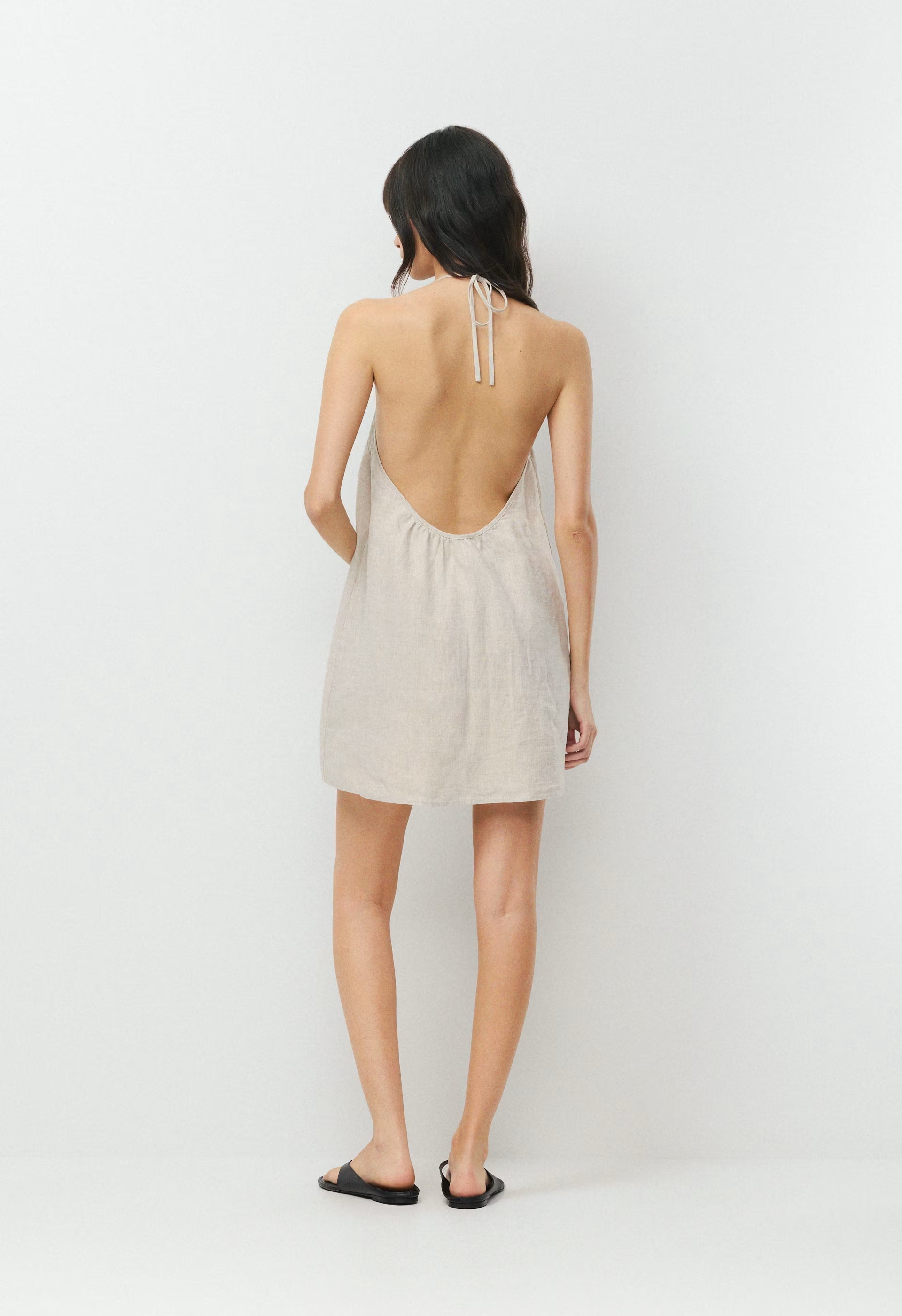Bora Linen Halter Dress - UNDYED ECRU