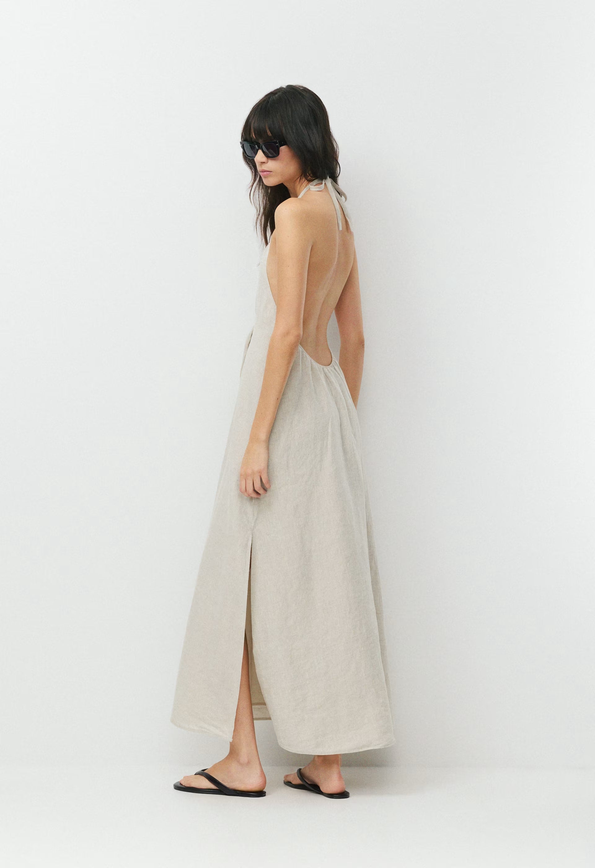 Sunpost Linen Halter Dress - UNDYED ECRU