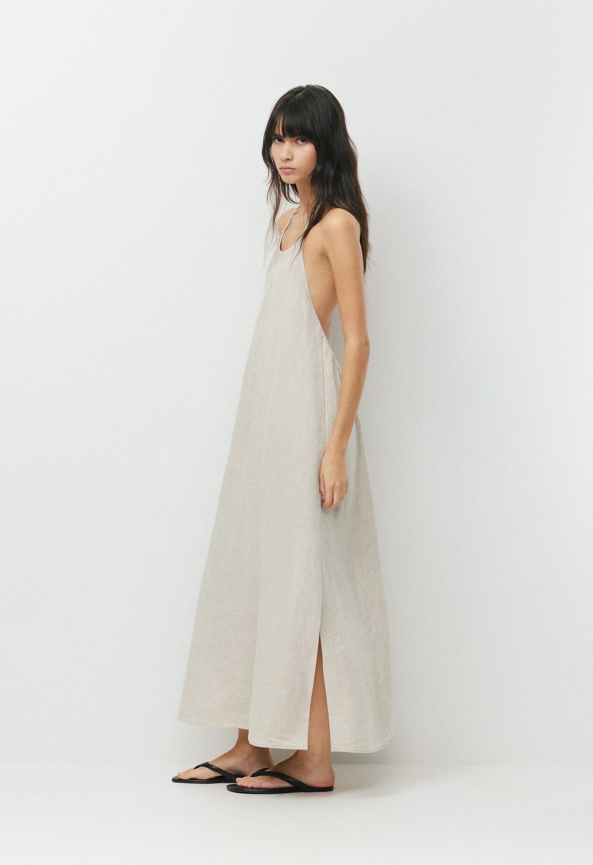 Sunpost Linen Halter Dress - UNDYED ECRU