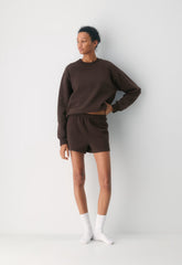 Cozy Sweatfleece Perfect Hi-Rise Mini Short - RICH MOCHA BROWN