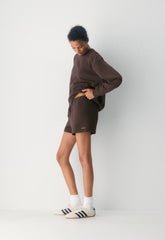 Cozy Sweatfleece Perfect Hi-Rise Mini Short - RICH MOCHA BROWN