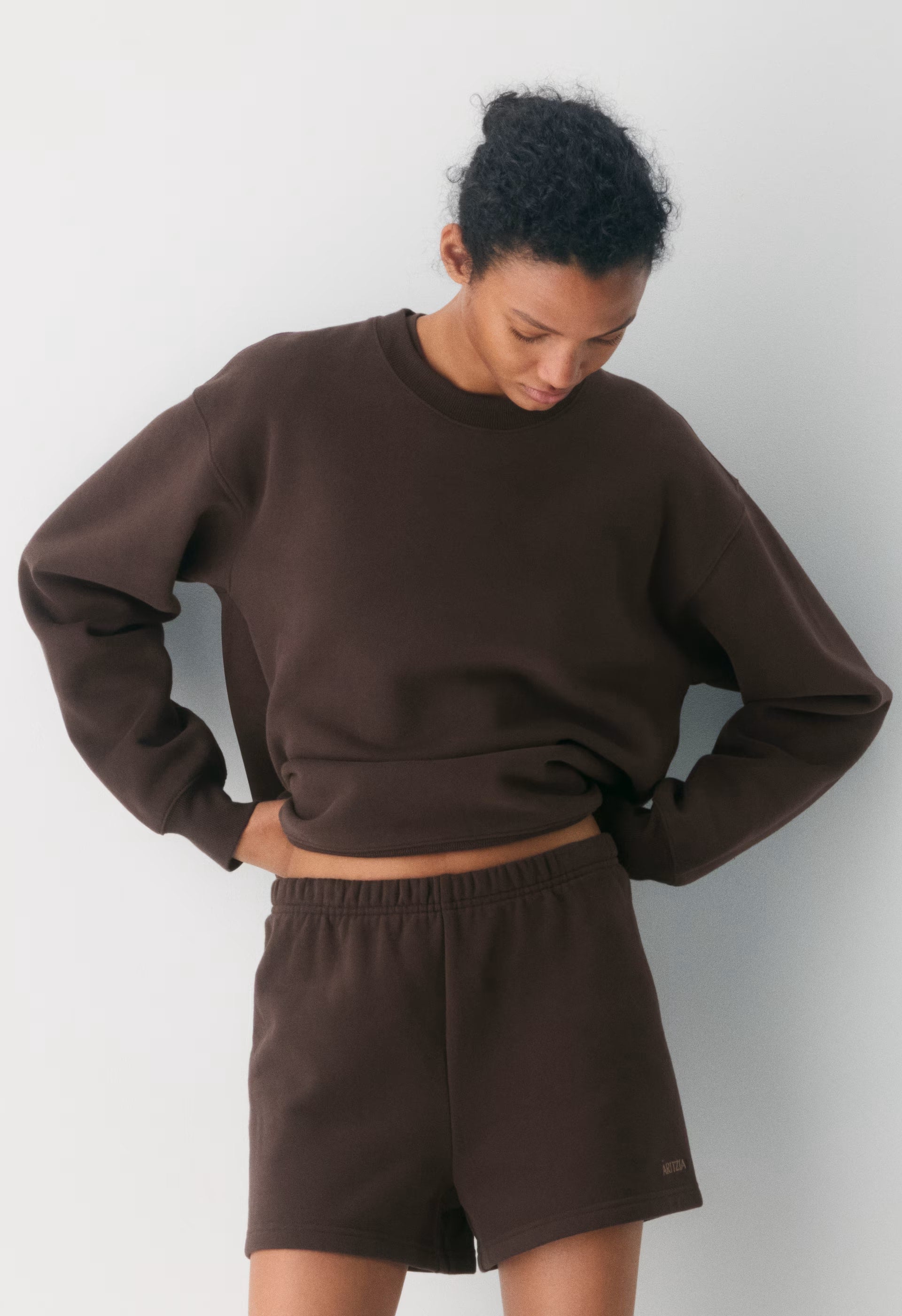 Cozy Sweatfleece Perfect Hi-Rise Mini Short - RICH MOCHA BROWN