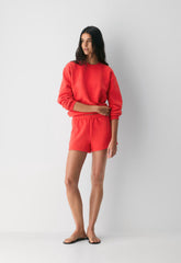 Cozy Sweatfleece Perfect Hi-Rise Mini Short - CHERRYBOMB RED