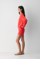 Cozy Sweatfleece Perfect Hi-Rise Mini Short - CHERRYBOMB RED