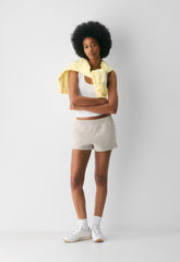 Cozy Sweatfleece Perfect Micro Short - HEATHER ECRU