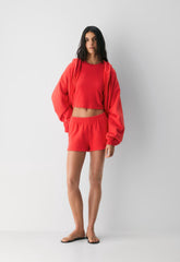 Cozy Sweatfleece Perfect Micro Short - CHERRYBOMB RED
