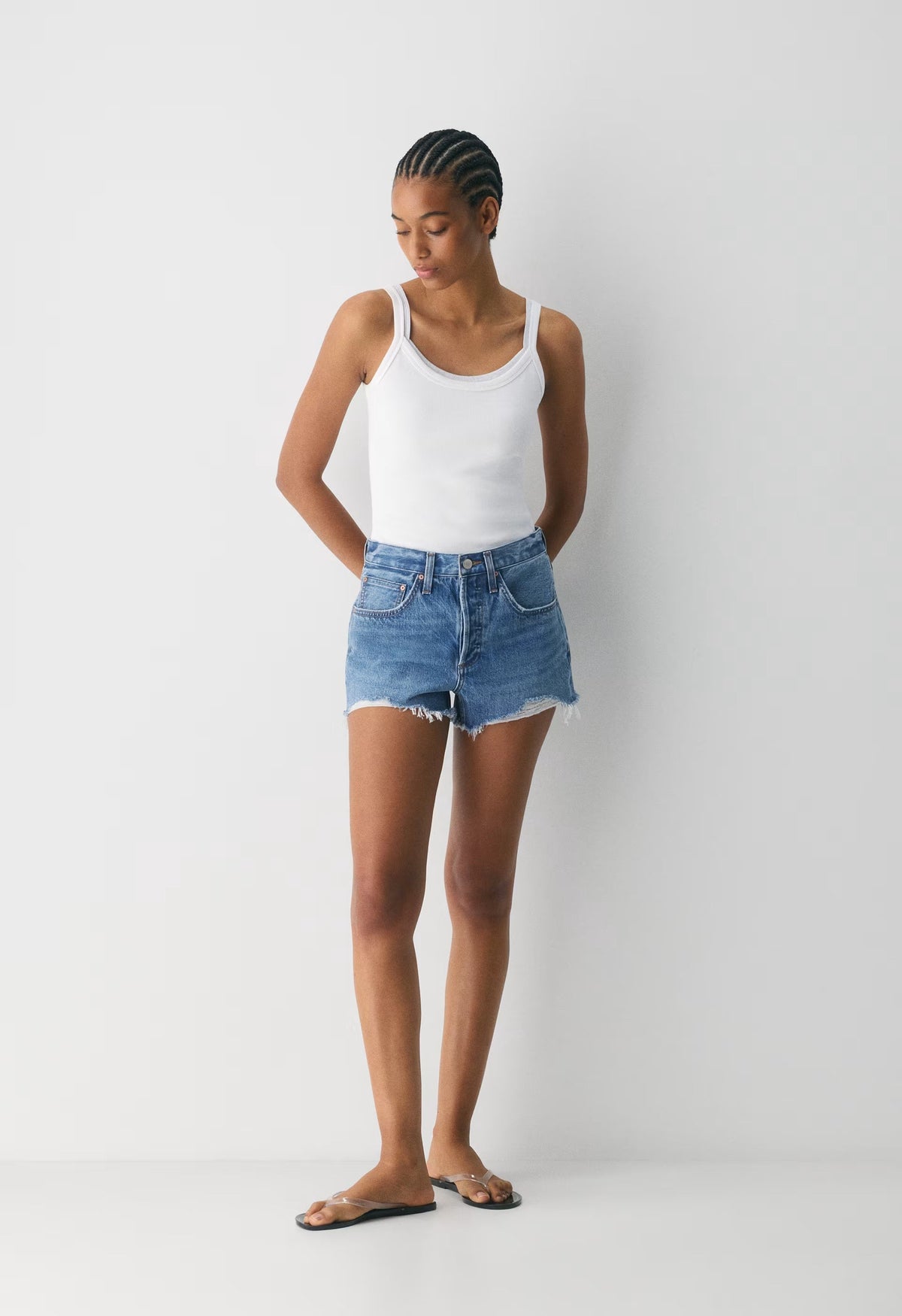 Denim Forum The ‘90s Vintage Hi-Rise Mini Denim Short - 5 YRS KISS N TELL BLEU