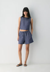 The Lodge Short™ Mid-Thigh - CruiseLinen™ - SUSAN STRPE HRBR NV/W