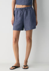 The Lodge Short™ Mid-Thigh - CruiseLinen™ - SUSAN STRPE HRBR NV/W