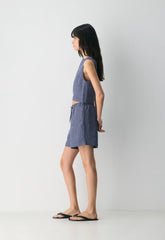 The Lodge Short™ Mid-Thigh - CruiseLinen™ - SUSAN STRPE HRBR NV/W