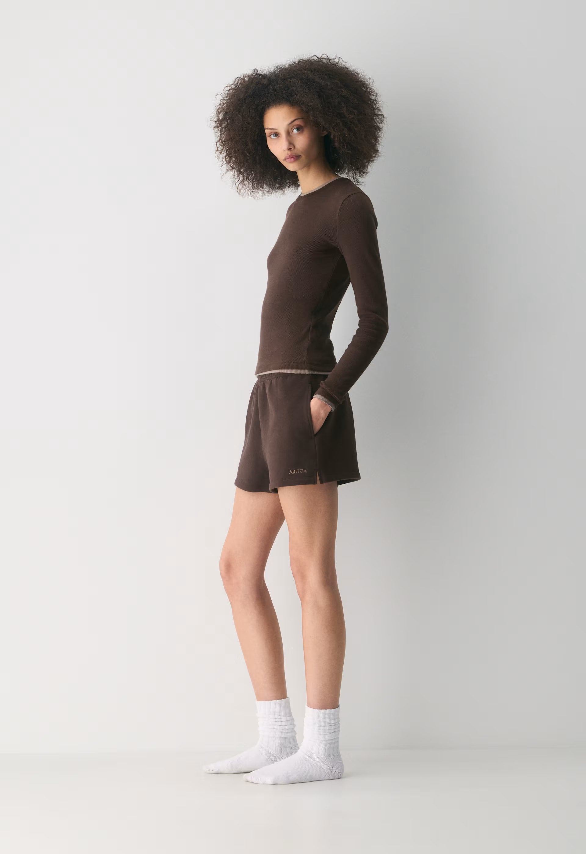 Cozy Sweatfleece Mega Hi-Rise Mini Short - RICH MOCHA BROWN