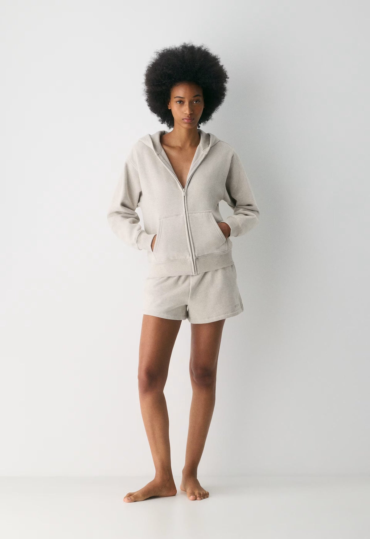 Cozy Sweatfleece Mega Hi-Rise Mini Short - HEATHER ECRU