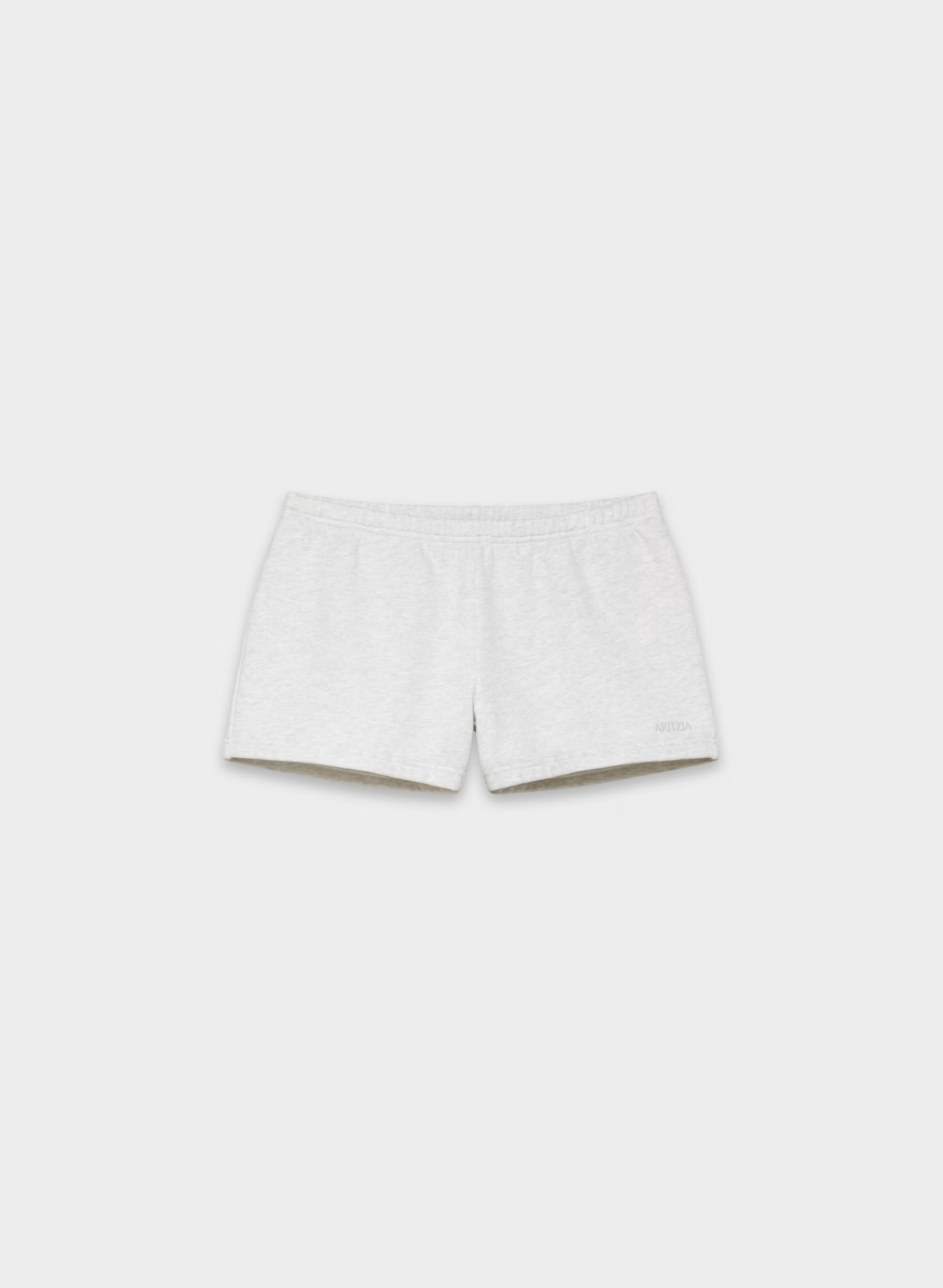 Cozy Sweatfleece Boyfriend Lo-Rise Mini Short - HEATHER CLOUD WHITE